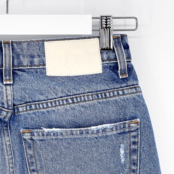 GRLFRND The Sara Distressed Straight Jeans Women’s Size 24 Rambla Blue - Picture 9 of 10